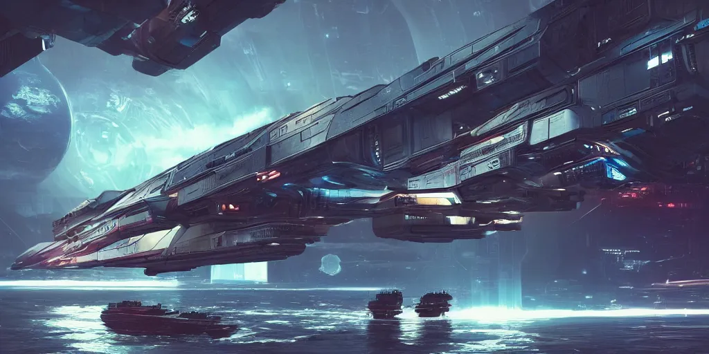 cyberpunk cargo ship strongly resembling industrial | Stable Diffusion