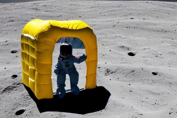 Image similar to a bouncy house on the moon