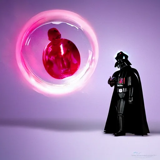 Prompt: Darth Vader bathing in a pink bubble-bath, concept art, hyperrealistic, high-detail