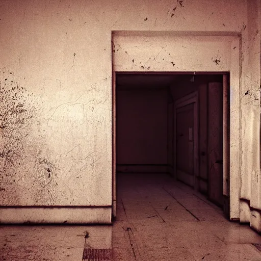 Image similar to gritty, cinematic, liminal space, 3d render, photorealism