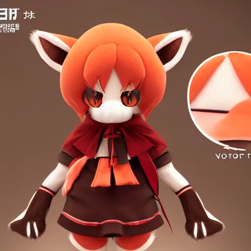 Prompt: cute fumo plush of a foxgirl tailor, three point lighting, dramatic, anime, vray