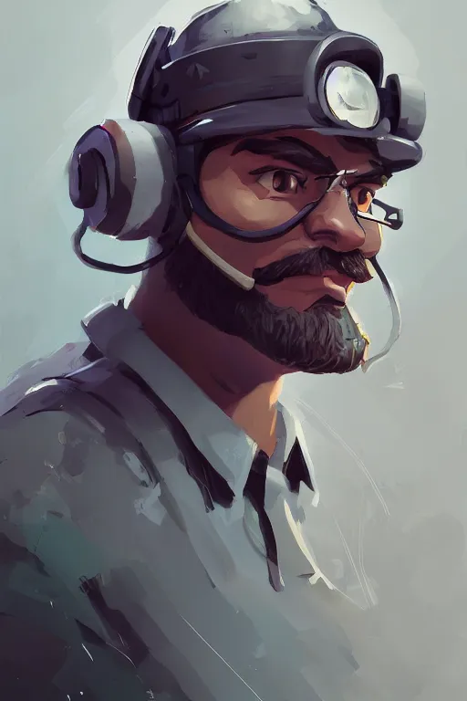 Image similar to beautiful highly detailed realistic stylized character portrait team fortress 2 engineer, detailed character art master portrait by ismail inceoglu, trending on artstation