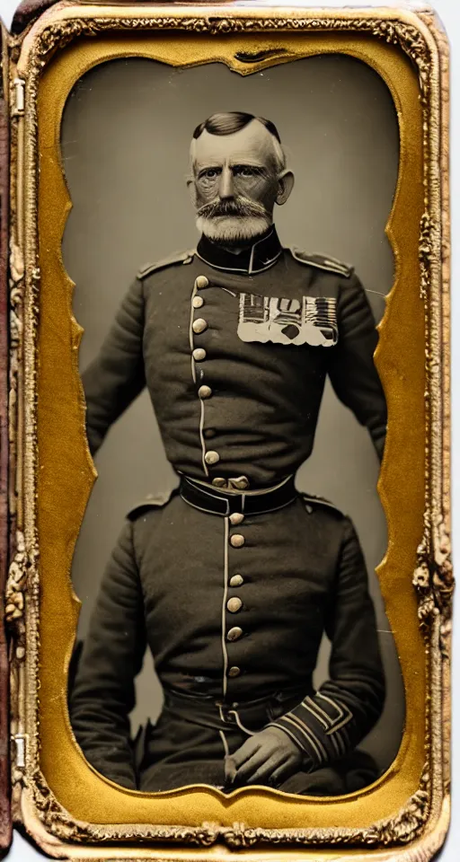 Image similar to a highly detailed digital collodion photograph, a portrait of a grizzled old military general
