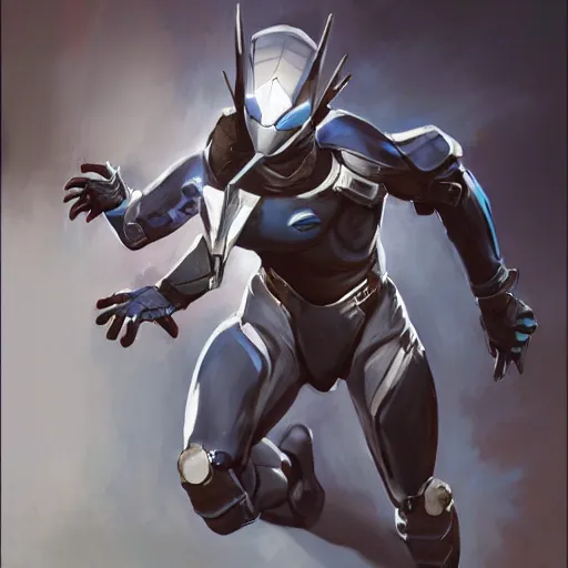 Image similar to greg manchess portrait painting of armored spiderman ultraman grey fox from metal gear cyborg gay japanese - american hybrid as overwatch character, medium shot, asymmetrical, profile picture, organic painting, sunny day, matte painting, bold shapes, hard edges, street art, trending on artstation, by huang guangjian and ail elvgren and sachin teng