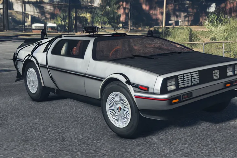 Image similar to 1 9 2 2 delorean by grand theft auto v, by red dead redemption 2