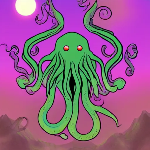 Prompt: Cthulhu the devorer of worlds. Kawai style. Artstation.