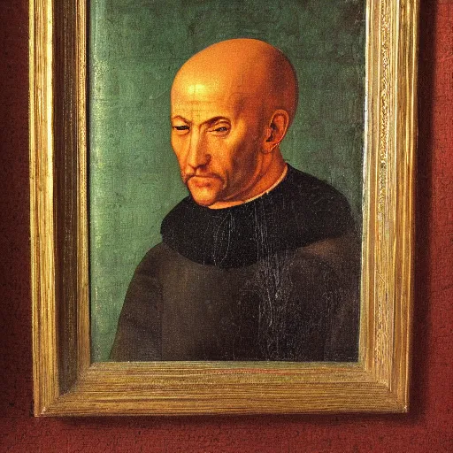 Prompt: Portrait of a venetian man, 1509, oil painting, masterpiece