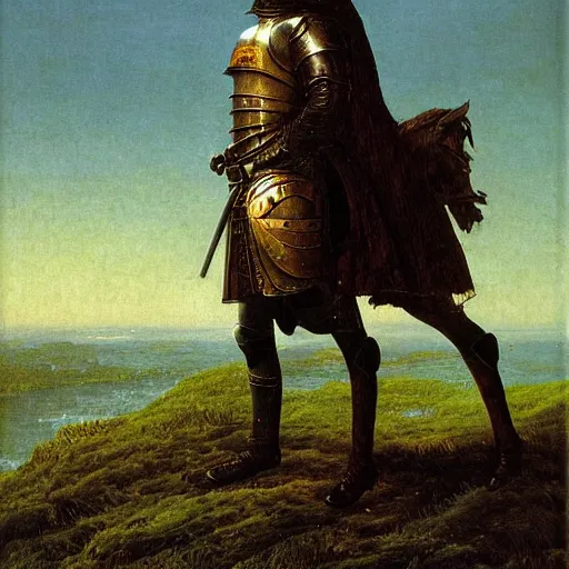 Image similar to a knight in shining armor by Caspar David Friedrich