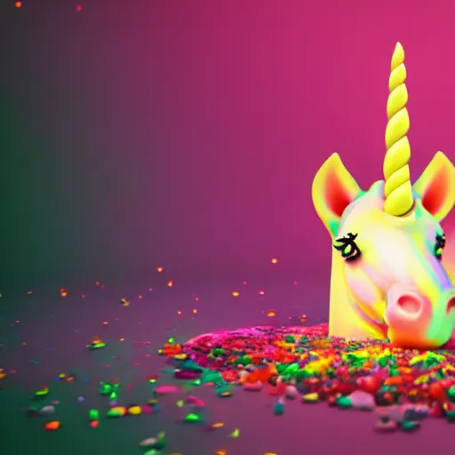 Image similar to a unicorn puking into a candle, octane render, lisa frank style