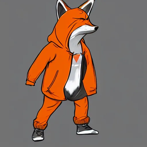 Prompt: fox wearing hoodie and pants, fursona furry art artstation