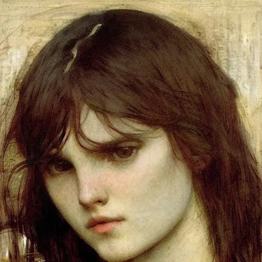 Prompt: washed - out by john william waterhouse. a beautiful print. it has no visible auditory organs, just eyes, human eyes, hundreds of them, in the ends of stalks that radiate from its body like some exotic fruit.