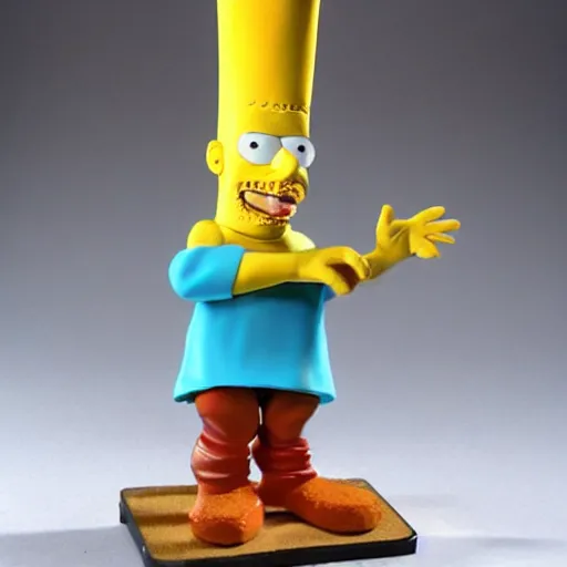 Image similar to conehead bart simpson, melting action figure