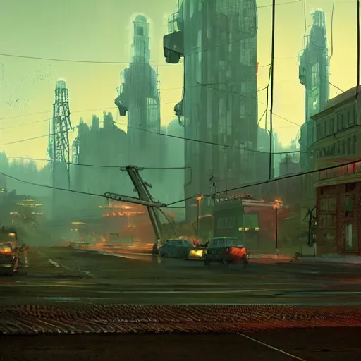 Image similar to half life 2, giant eldritch horror, simon stalenhag, cityscape