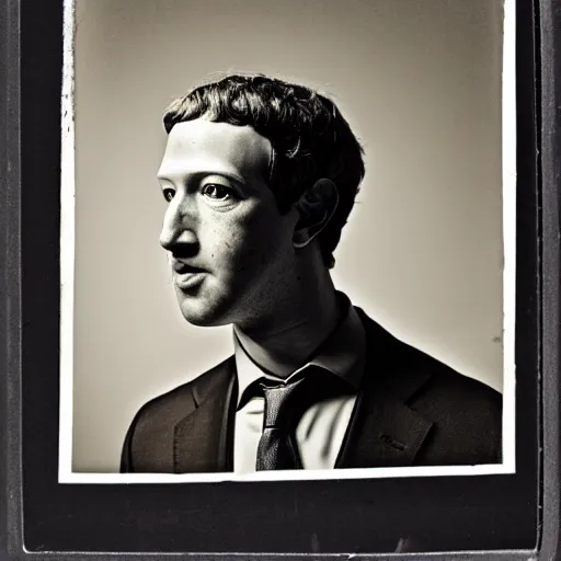 Prompt: mark zuckerberg portrait ambrotype photo