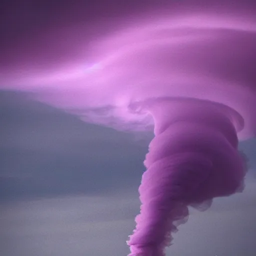 Image similar to amazing photo of a purple clouds in the shape of a tornado, digital art, beautiful dramatic lighting