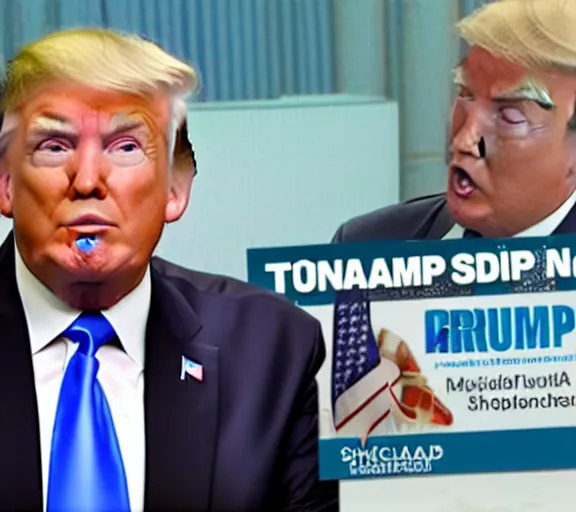 Image similar to donald trump on tv selling medical supplies, home shopping network