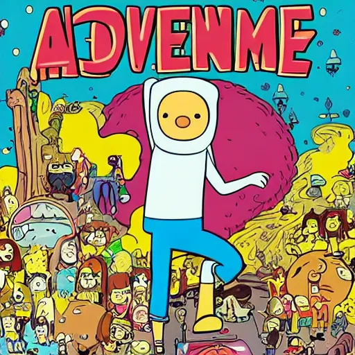 Prompt: adventure time in 1 9 7 0 in the style of r crumb and pendleton ward