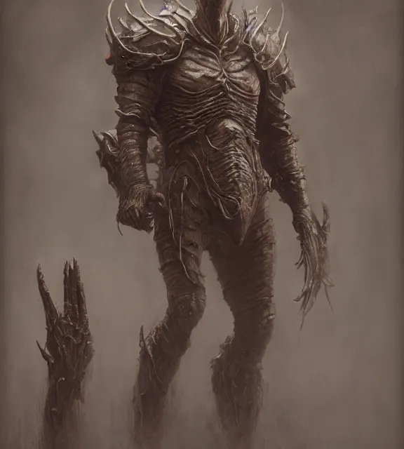 Image similar to vile maggot concept, beksinski, age of sigma art, frank franzetta, ruan jia, dark soul armor concept, trending on artstation, wayne barlowe, adrian smith fantasy art, elden ring art, the hobbit art, lord of the ring art, infinity blade armor