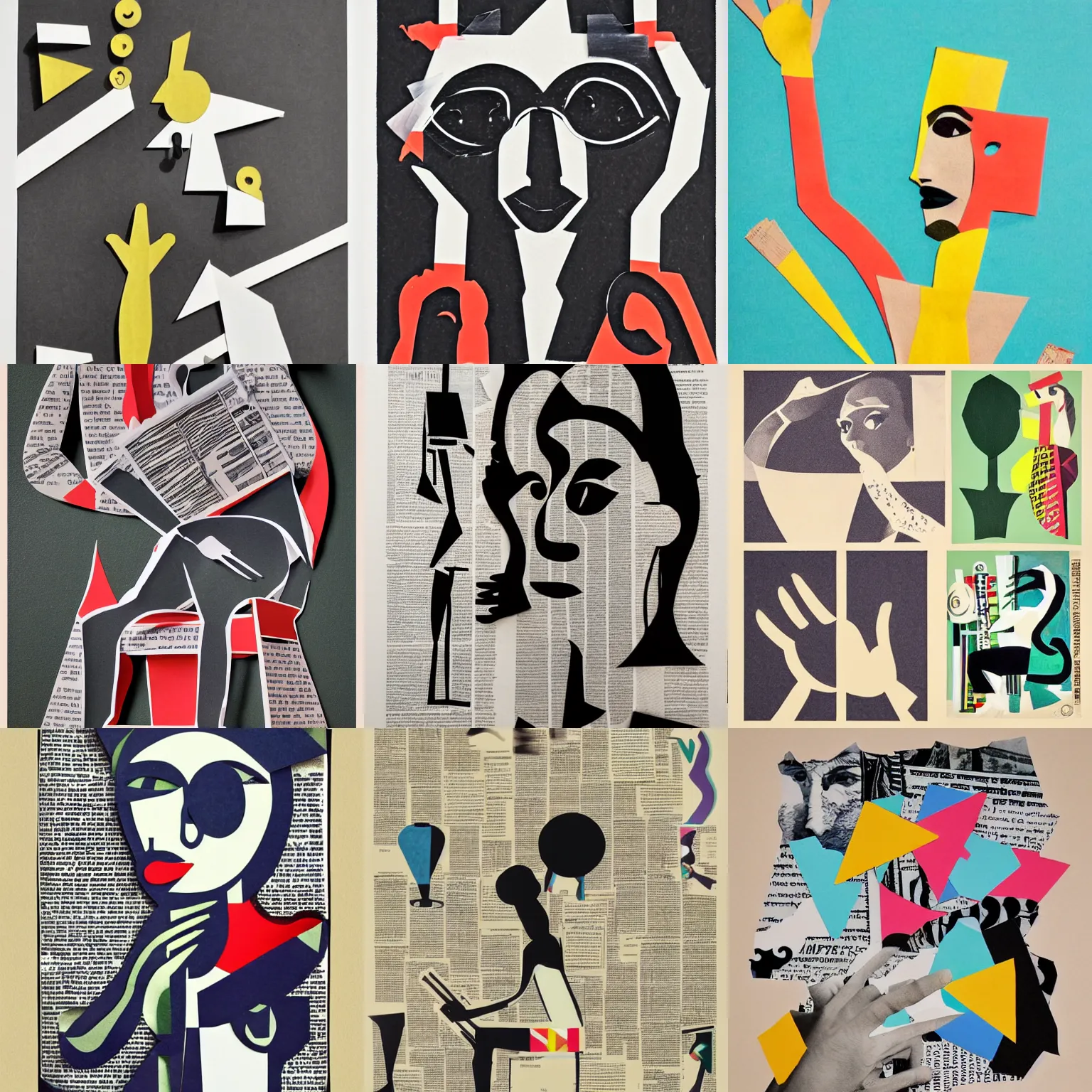 Prompt: paper cut out collage artwork, artsy, lofi hip hop, jazz, trending on behance, Matisse, Picasso, vintage, newspaper