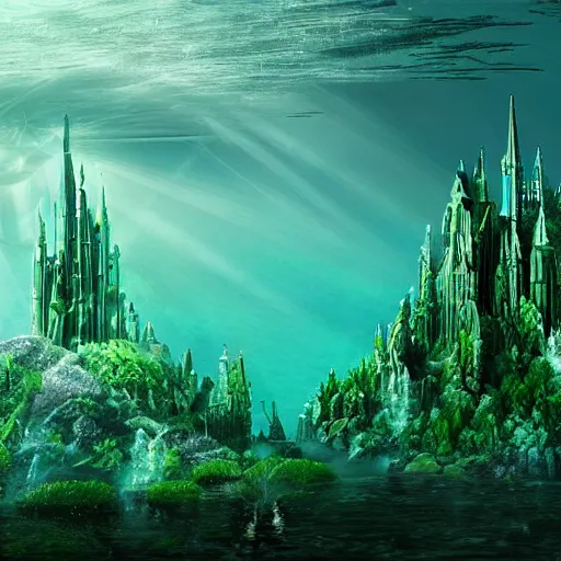 Prompt: underwater emerald city, photorealistic, detailed