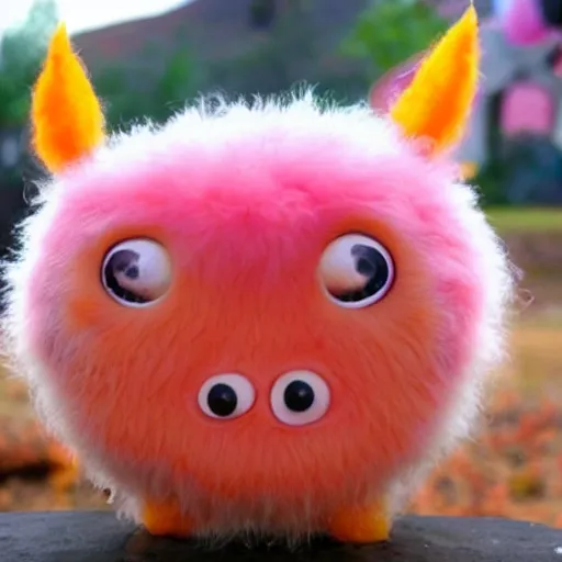 Prompt: an alien with a face that looks like a fuzzy peach the peach is fuzzy pink warm and ripe the alien has horns and a mean smile the alien has chicken feet, 4k, highly detailed, high quality, amazing, high particle effects, glowing, majestic, soft lighting