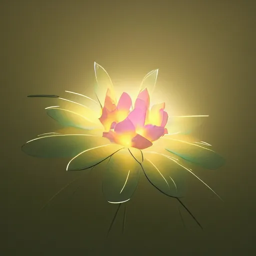 Image similar to Luminescent flower blooming at twilight, cgsociety, r /art, trending on artstation, artstationHD, octane render, highly detailed, cel-shaded