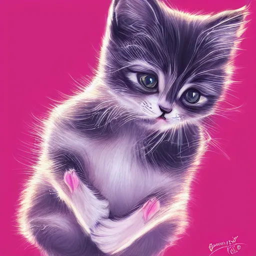 Prompt: cute kitten wearing a pink sweater, digital art, concept art, gemmy woud binnendijk, nixeu, artgerm