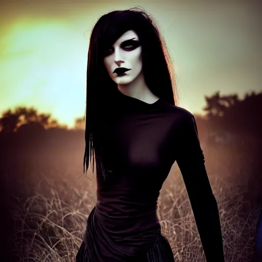 Image similar to photographic portrait of a stunningly beautiful goth emo cyberpunk female in soft dreamy light at sunset, contemporary fashion shoot, by edward robert hughes, annie leibovitz and steve mccurry, david lazar, jimmy nelsson, breathtaking, 8 k resolution, extremely detailed, beautiful, establishing shot, artistic, hyperrealistic, beautiful face, octane render