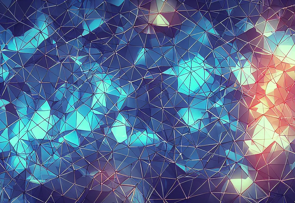 Image similar to cyber security polygon hexagons lighting sharp focus in cyberpunk aesthetic digital painting