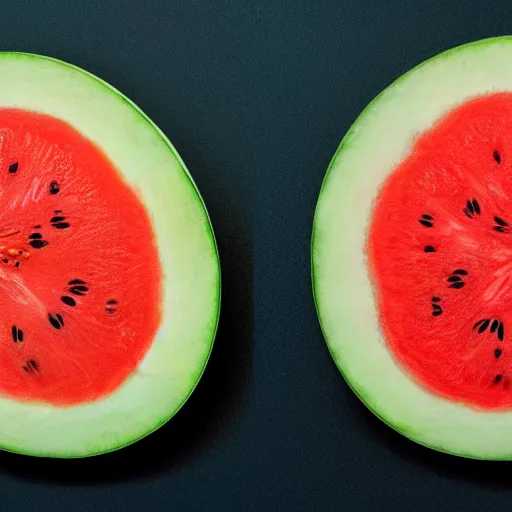 Prompt: A hybrid of an orange and a watermelon, cut in half, 35mm photography, 8k photorealism, photorealistic imagery