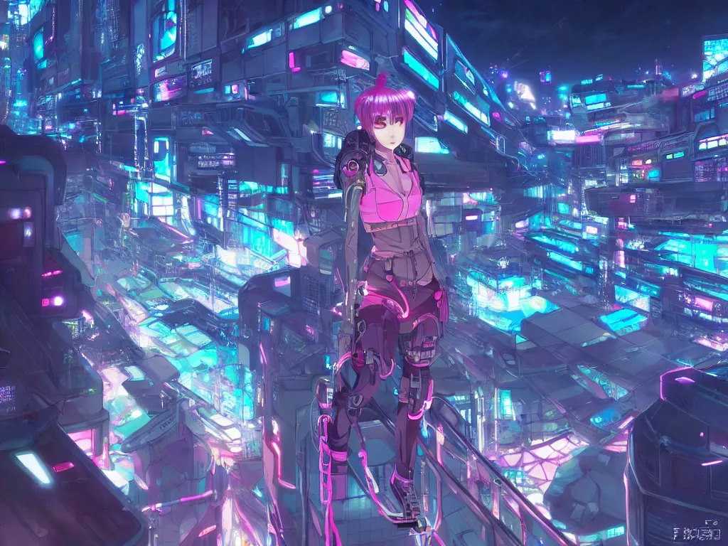 Image similar to anime visual futuristic female cyber airforce, on cyberpunk neon light tokyo rooftop, ssci - fi and fantasy, intricate and very beautiful, human structure, concept art by kyoto studio, sharp focus, anime fantasy illustration by rossdraws and magali villeneuve and liya nikorov and luxearte, frostine engine