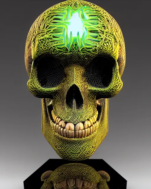 Image similar to 3 d skull by alex grey