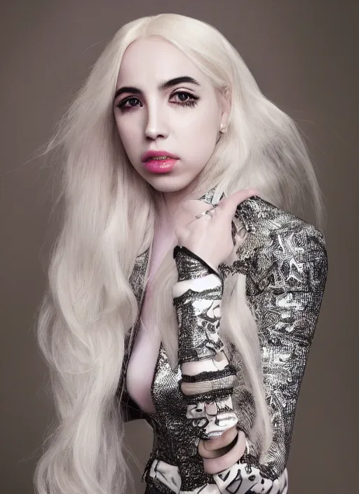 Prompt: ava max photoshoot by nick knight, vogue magazin, intricate, canon, highly realistic. high resolution. highly detailed. dramatic. 8 k. 4 k.