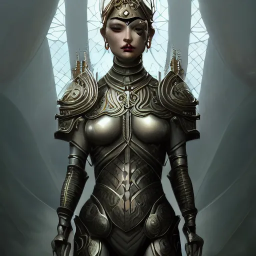 Image similar to full armor female in sophisticated tight curvy gothic, soft painting of a curiosities graceful multidimensional carnival, perfectly detailed linework, symmetrical accurate intricate sensual features, highly detailed, artstation, sharp focus, tom bagshaw