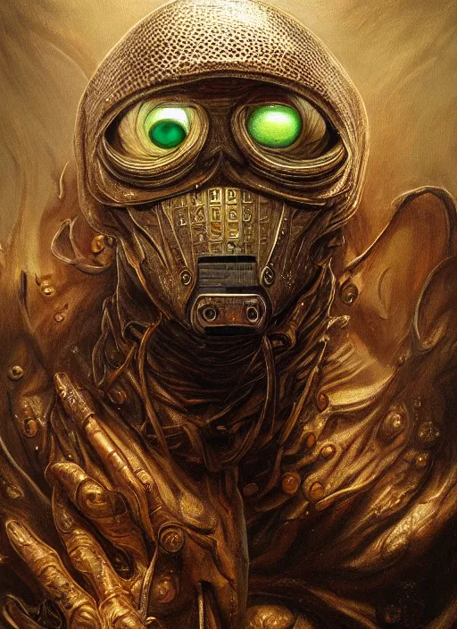 Image similar to techno dj mf doom reptile eyes, metal glowing skin. intricate, elegant, highly detailed, centered, digital painting, artstation, concept art, smooth, sharp focus, illustration, artgerm, tomasz alen kopera, peter mohrbacher, donato giancola, joseph christian leyendecker, wlop, frank frazetta