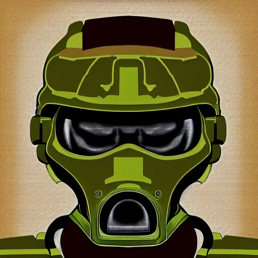 Image similar to portrait of doomguy, highly detailed, centered, digital painting