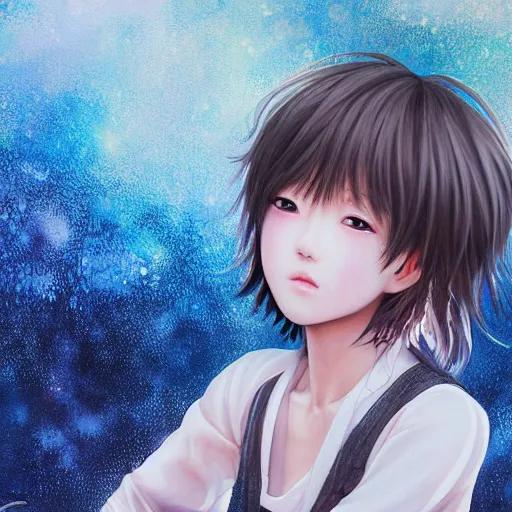 Image similar to dynamic composition, motion, ultra-detailed, incredibly detailed, a lot of details, amazing fine details and brush strokes, colorful and gentle palette, smooth, HD semirealistic anime CG concept art digital painting, watercolor oil painting of a young J-Pop idol, by a Japanese artist at ArtStation. Realistic artwork of a Japanese videogame, soft and harmonic colors.