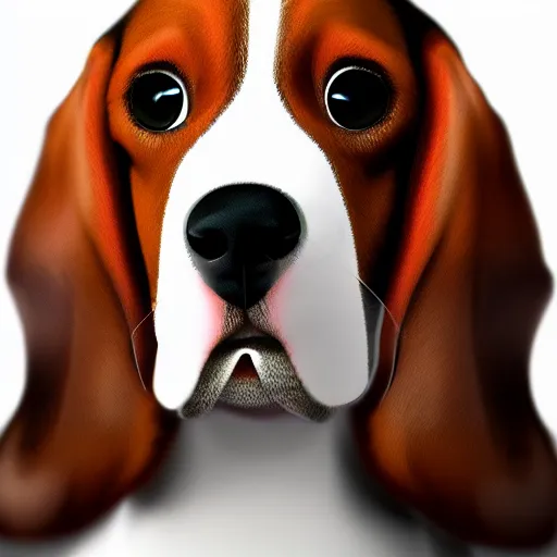 Prompt: cute basset hound portrait. an adorable bassett with abig playful smile. award - winning digital art, trending on artstation