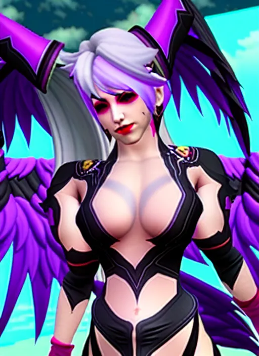 Image similar to morrigan aensland in overwatch, premium character skin