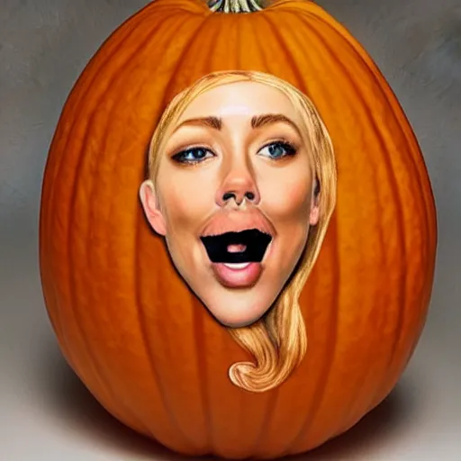 Image similar to gourd with face of amber heard hybrid intercross mix as a gourd