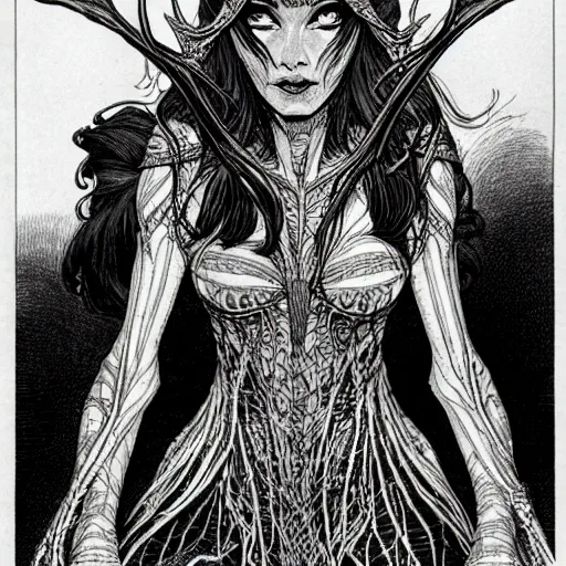 Prompt: close up elven witch,intricate, veins, by Hugo pratt, ultradetailed