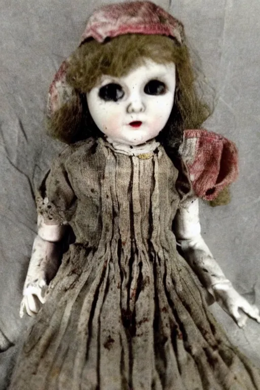 dirty cracked screaming vintage doll maggots in eyes | Stable Diffusion ...