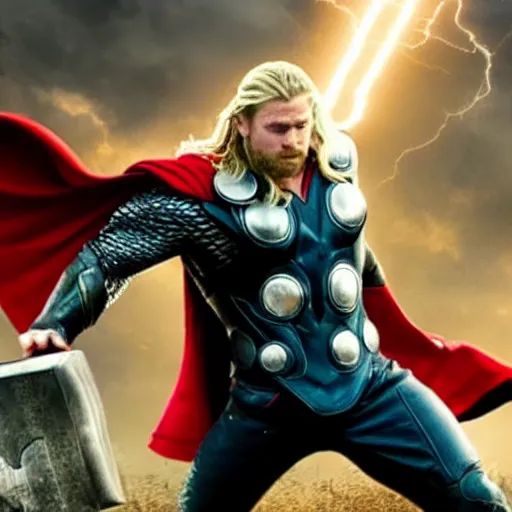 Prompt: thor punching a wall in 4 k