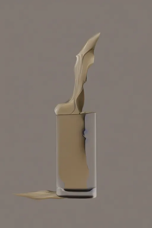 Image similar to perfume bottle emerging from full height flat ios 1 5 perfect abstract modern art, canyon topography, plastic paint in oil, cinematic architectural scale, dramatic, volumetric, concept art, particle simulation in houdini by james jean and bridget riley and apple, beige cream natural muted tones, trending on artstation, rendered in octane