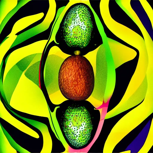 Prompt: avocado banana, psychedelic, digital art