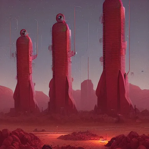 Image similar to Martian city by Simon Stålenhag
