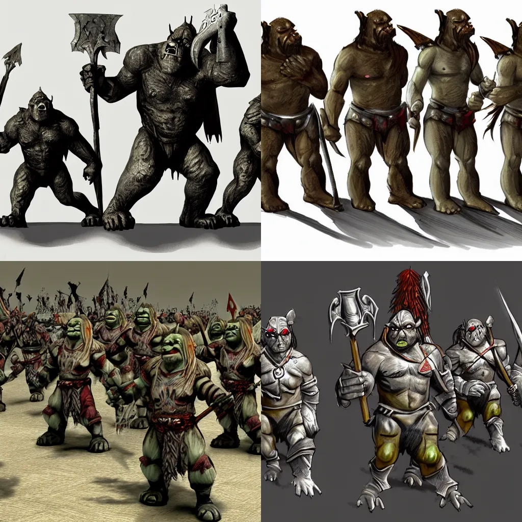 Prompt: orcs marching to war concept art