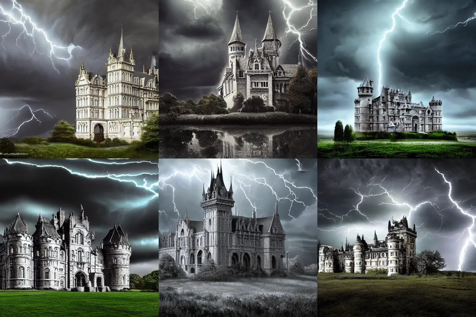 Image similar to A extremely highly detailed majestic hi-res beautiful, highly detailed painting of a white brick immaculate castle in black scary storm clouds high detail,ethereal, dramatic lightning, rim light, hyperrealistic, photorealistic, octante render, elegant, cinematic, high textures, hyper sharp, 8k, insanely detailed and intricate, graphic design, cinematic atmosphere, hypermaximalist, hyper realistic, super detailed, 4k HDR hyper realistic high quality by Michelangelo Merisi da Caravaggio,