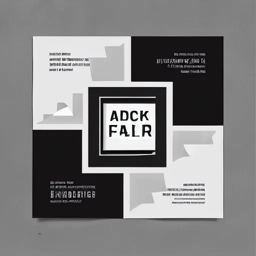 Image similar to square shaped contemporary flyer design for a freelance graphic designer, layout design, black and white colour palette, industrial punk, IP, template layout