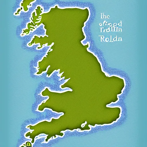 Image similar to map of ireland in the style of j. r. r tolkien